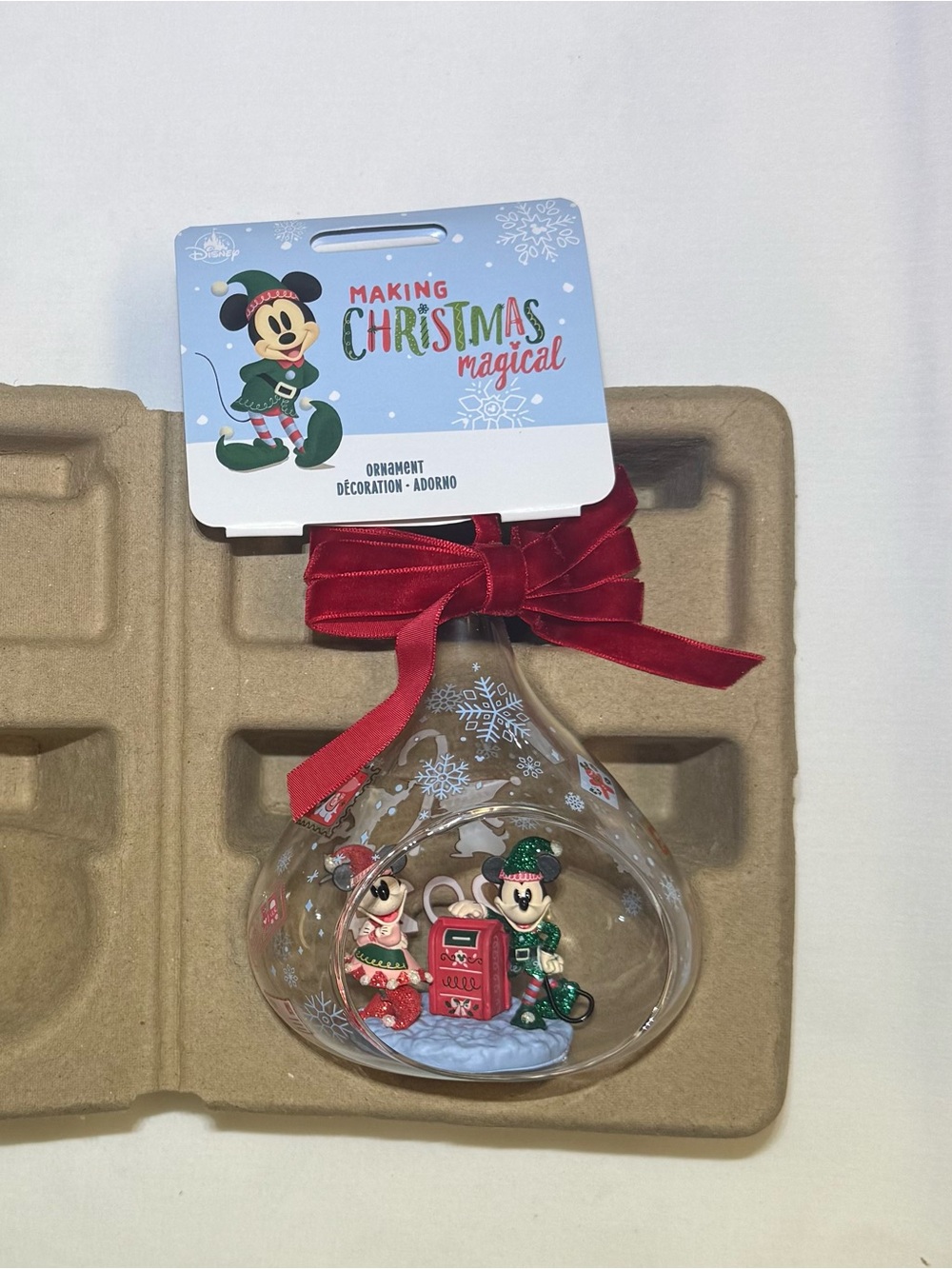 Disney Glass Globe Ornament Mickey & Minnie Mouse SKETCHBOOK COLLECTION 2024